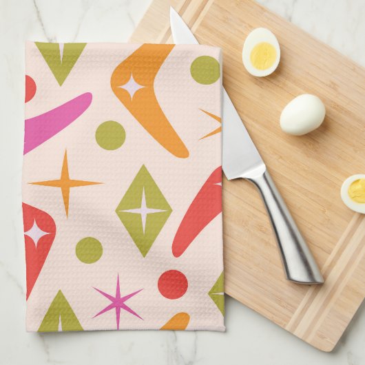 Mid Century Boomerangs with Stars and diamonds Geschirrtuch (Viertel Falte)