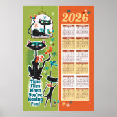 Mid-Century Cats Calendar Kitchen Poster (Vorne)