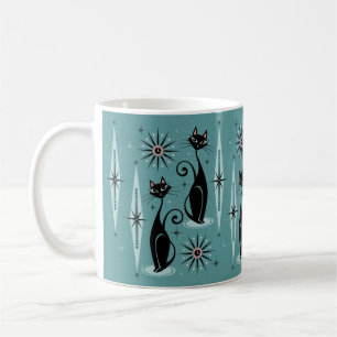 Mid Century Cats und Uhren ©studioxtine Kaffeetasse