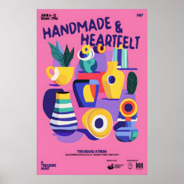 Mid-Century Ceramics Print Pink Abstract Vase Art Poster