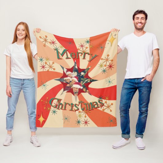 Mid Century Christmas Atomic Retro Wave Star Photo Fleecedecke (Beispiel)