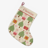 Mid Century Christmas Atomic Trees custom name Großer Weihnachtsstrumpf (Vorderansicht (hängend))