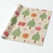 Mid Century Christmas Atomic Trees with Snowflakes Geschenkpapier (Ungerollt)