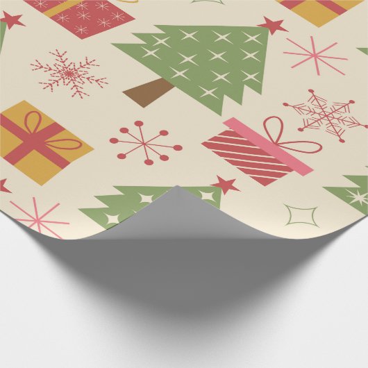 Mid Century Christmas Atomic Trees with Snowflakes Geschenkpapier (Ecke)
