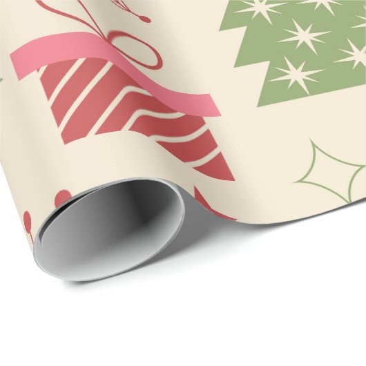Mid Century Christmas Atomic Trees with Snowflakes Geschenkpapier (Rolleneckpunkt)