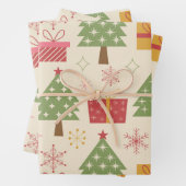 Mid Century Christmas Atomic Trees with Snowflakes Geschenkpapier Set (Beispiel)