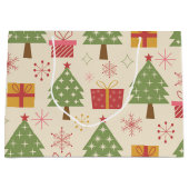 Mid Century Christmas Atomic Trees with Snowflakes Große Geschenktüte (Vorderseite)