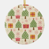 Mid Century Christmas Atomic Trees with Snowflakes Keramik Ornament (Vorne)