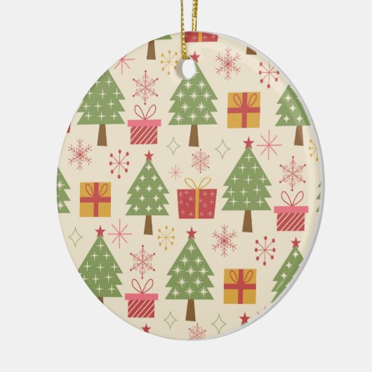 Mid Century Christmas Atomic Trees with Snowflakes Keramik Ornament (Links)