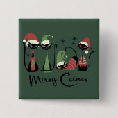 Mid Century Christmas Cats Atomic 50s Style Button (Vorderseite)
