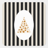 Mid century christmas tree with Golden star Quadratischer Aufkleber (Vorderseite)