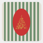 Mid century christmas tree with Golden star Quadratischer Aufkleber (Vorderseite)