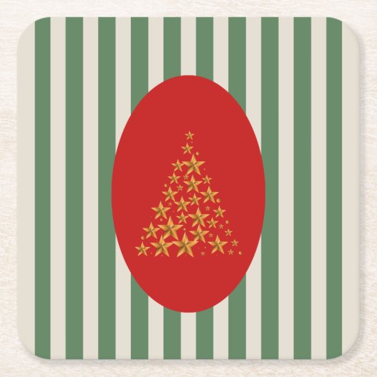 Mid century christmas tree with Golden star Rechteckiger Pappuntersetzer (Vorderseite)