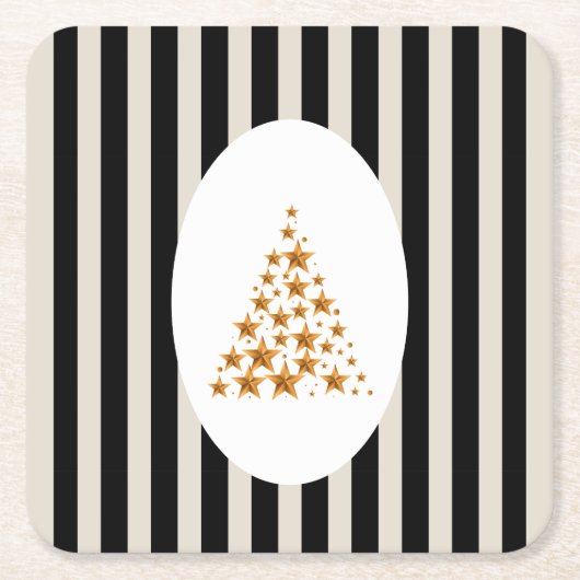 Mid century christmas tree with Golden star Rechteckiger Pappuntersetzer (Vorderseite)