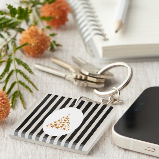 Mid century christmas tree with Golden star Schlüsselanhänger (Vorderseite rechts)