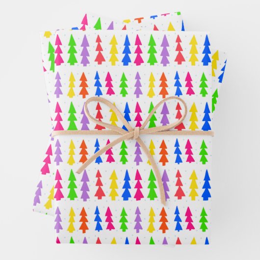Mid Century Christmas Trees Multi Color Geschenkpapier Set (Beispiel)