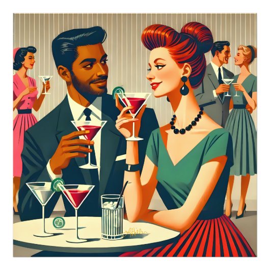 Mid Century Cocktail Party Couples - First Date Fotodruck (Vorne)