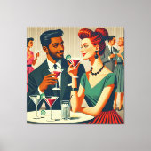 Mid Century Cocktail Party Couples - First Date Leinwanddruck (Vorderseite)