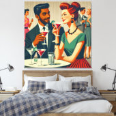 Mid Century Cocktail Party Couples - First Date Leinwanddruck (Insitu (Schlafzimmer))