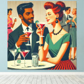 Mid Century Cocktail Party Couples - First Date Leinwanddruck (Insitu (Holzboden))