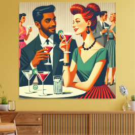 Mid Century Cocktail Party Couples - First Date Leinwanddruck