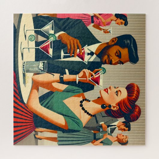 Mid Century Cocktail Party Couples - First Date Puzzle (Horizontal)
