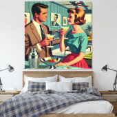 Mid Century Cocktail Party Couples - House Warming Leinwanddruck (Insitu (Schlafzimmer))