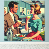 Mid Century Cocktail Party Couples - House Warming Leinwanddruck (Insitu (Holzboden))