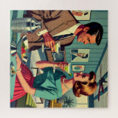 Mid Century Cocktail Party Couples - House Warming Puzzle (Horizontal)
