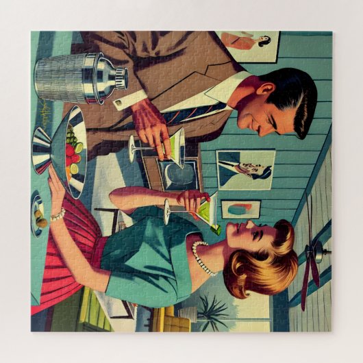 Mid Century Cocktail Party Couples - House Warming Puzzle (Horizontal)