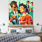 Mid Century Cocktail Party Couples - Mi Amor Leinwanddruck (Insitu (Schlafzimmer))