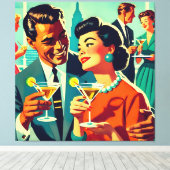 Mid Century Cocktail Party Couples - Mi Amor Leinwanddruck (Insitu (Holzboden))