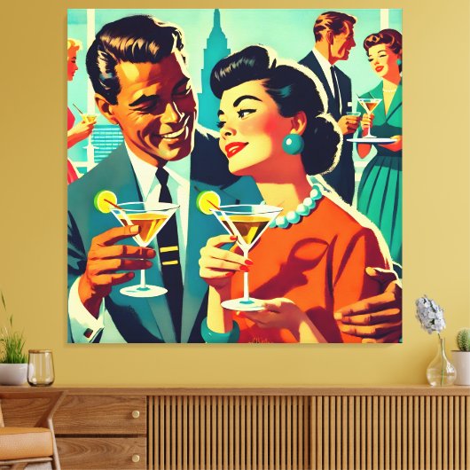 Mid Century Cocktail Party Couples - Mi Amor Leinwanddruck (Insitu (Wohnzimmer))