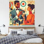 Mid Century Cocktail Party Couples - Soirée Hosts Leinwanddruck (Insitu (Schlafzimmer))