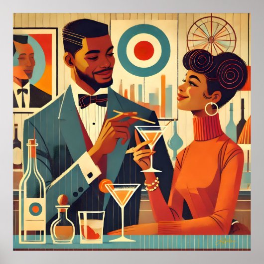 Mid Century Cocktail Party Couples - Soirée Hosts Poster (Vorne)