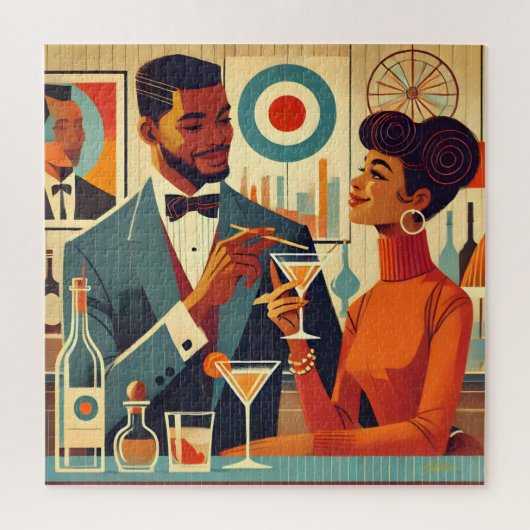 Mid Century Cocktail Party Couples - Soirée Hosts Puzzle (Vertikal)