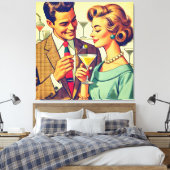 Mid Century Cocktail Party Couples - Temptation Leinwanddruck (Insitu (Schlafzimmer))