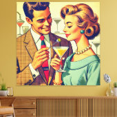 Mid Century Cocktail Party Couples - Temptation Leinwanddruck (Insitu (Wohnzimmer))