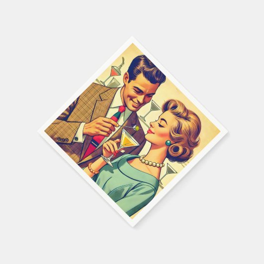 Mid Century Cocktail Party Couples - Temptation Serviette (Ecke)
