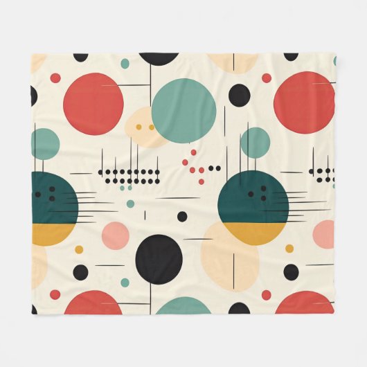 Mid century colorful geometric pattern fleecedecke (Vorderseite (Horizontal))