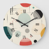 Mid century colorful geometric pattern große wanduhr (Vorderseite)