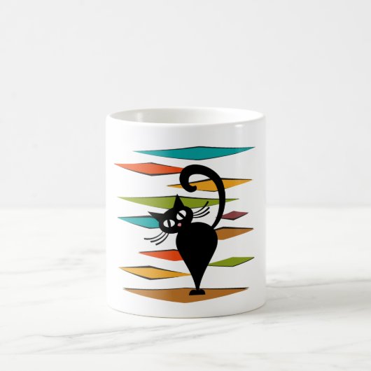 Mid-Century-Design mit schwarzer Katze Kaffeetasse (Mittel)