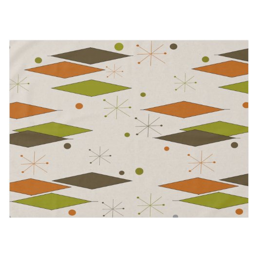Mid-Century Diamond Pattern Green and Cream Tischdecke (Vorderseite (Horizontal))