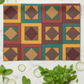 Mid Century Diamond Square Geometric Pattern Geschirrtuch (Gefaltet)