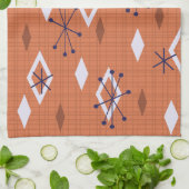 Mid Century Diamonds Sternexplosionen Burnt Orange Geschirrtuch (Gefaltet)