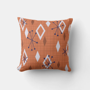 Mid Century Diamonds Sternexplosionen Burnt Orange Kissen