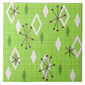 Mid Century Diamonds Sternexplosionen Chartreuse Fliese (Vorderseite)