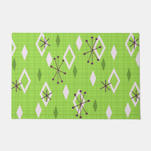 Mid Century Diamonds Sternexplosionen Chartreuse Fußmatte