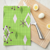 Mid Century Diamonds Sternexplosionen Chartreuse Geschirrtuch (Viertel Falte)