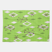 Mid Century Diamonds Sternexplosionen Chartreuse Geschirrtuch (Horizontal)